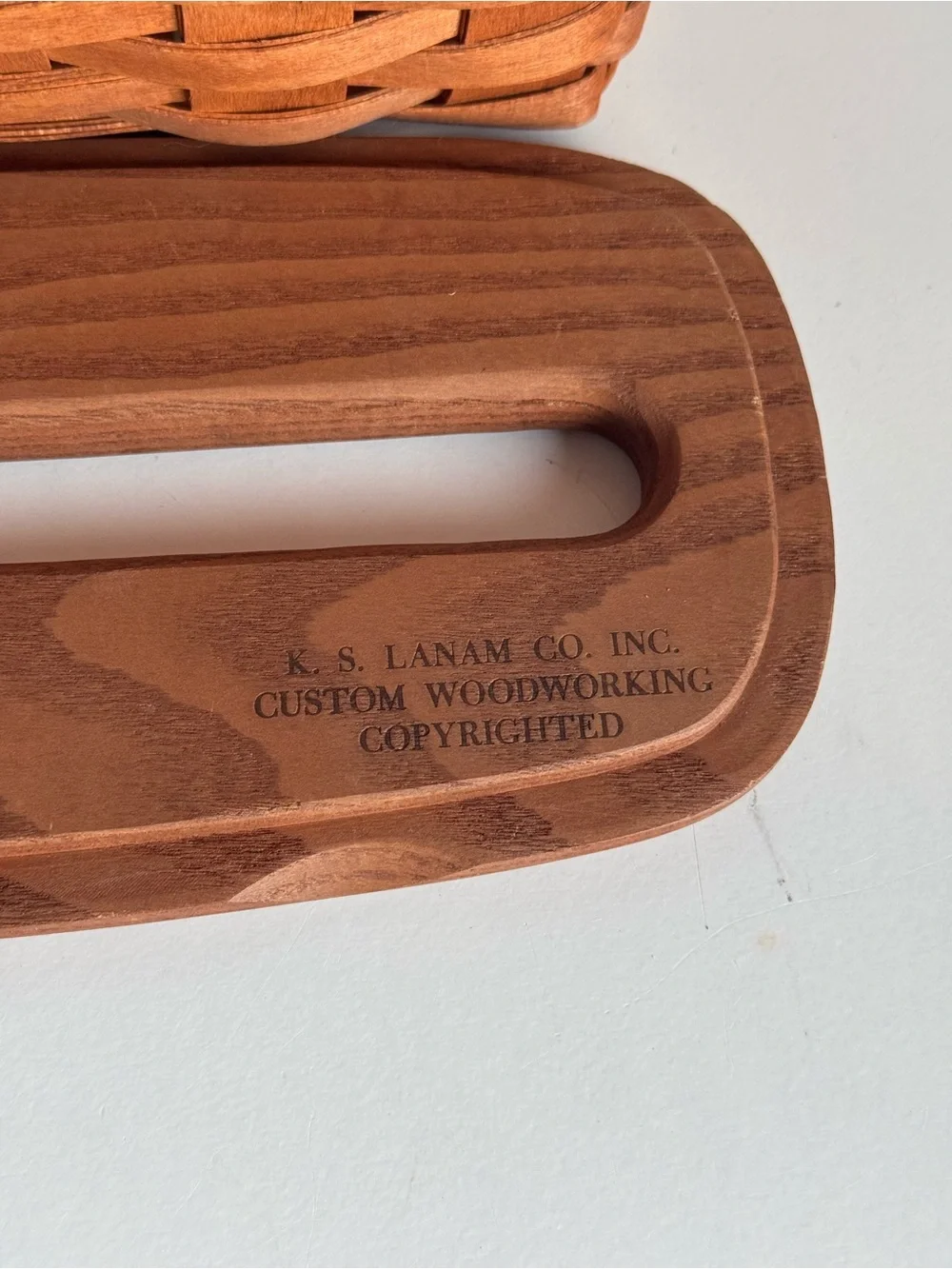 Vintage Longaberger 1993 Woven Basket Long Tissue Box Wood Lid Wall Hanging